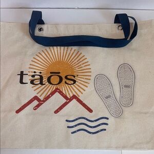 Taos Canvas Tote Bag with Sun and Mountain Design